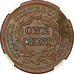 image for: 1847/7 1c NGC AU50 BN (Large/Small 7, N-31)