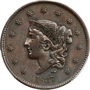image for: 1837 1c PCGS XF Details (Cleaned, Medium Letters)