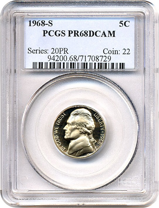 image for: 1968-S 5c  PCGS Proof 68 DCameo