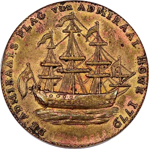 image for: 1779 Rhode Island Ship Token PCGS XF40 (No Wreath, Brass)
