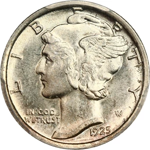 image for: 1925-D 10c PCGS AU58