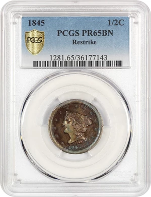 image for: 1845 1/2c PCGS Proof 65 BN (Restrike)