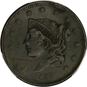 image for: 1838 1c PCGS XF Details (Bent)