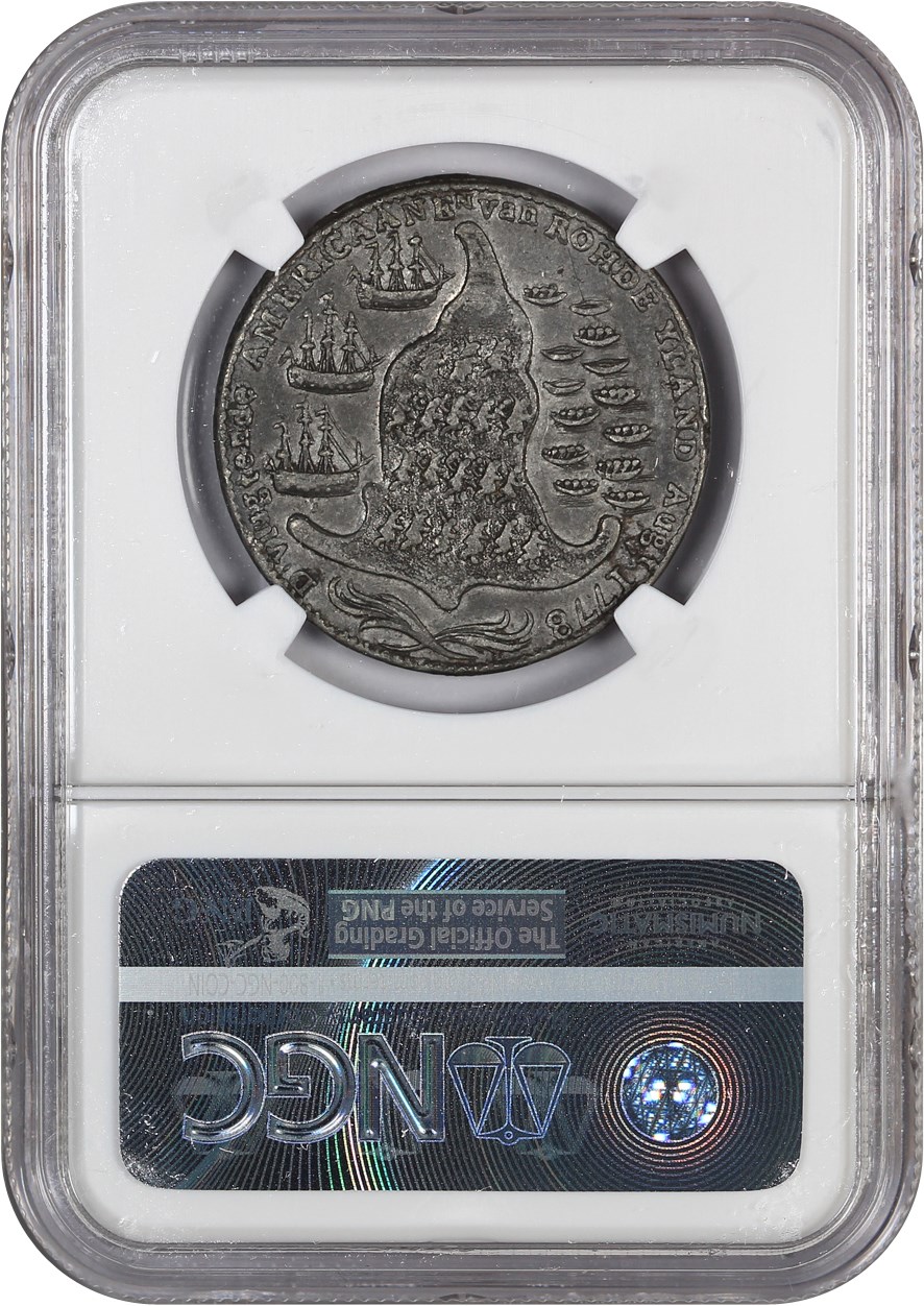 image for: 1779 Rhode Island Ship Pewter Token NGC XF45 (No Wreath)