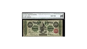 image for: Fr.126b 1863 $20 CGA VF20 *Fancy Serial -- # 1*