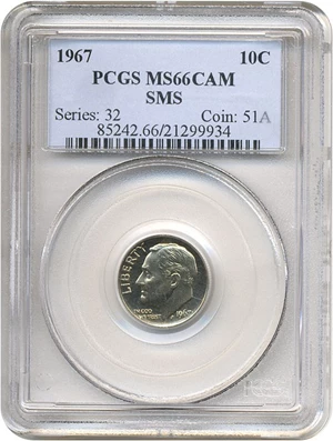image for: 1967 10c SMS PCGS MS66 Cameo