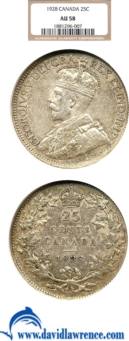 image for: Canada: 1928 25c  NGC AU58 
