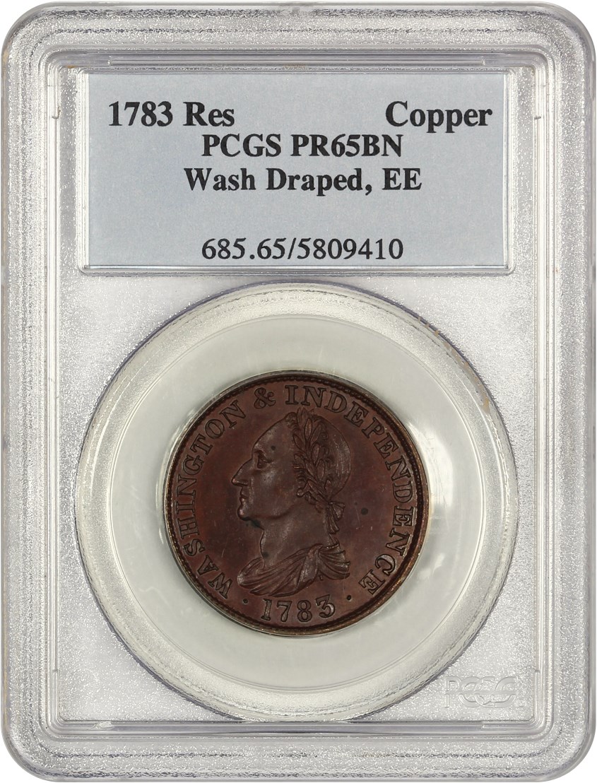 image for: 1783 Res Washington Draped Bust Copper PCGS Proof 65 BN (Engrailed Edge)