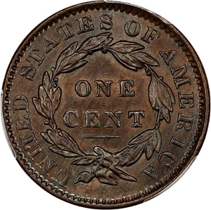 image for: 1834 1c PCGS MS63 BN (Large 8, Small Stars, Medium Letters)