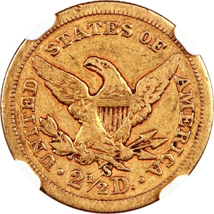 image for: 1865-S 2 1/2 NGC VF25