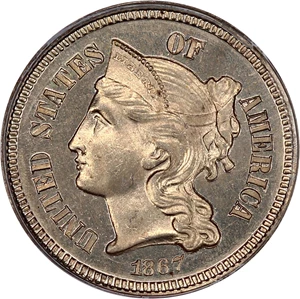 image for: 1867 3cN PCGS/CAC Proof 65 (OGH)