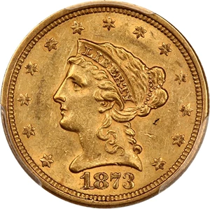 image for: 1873 2 1/2 PCGS AU55 (Open 3)