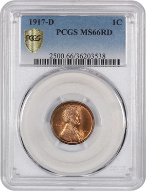 image for: 1917-D 1c PCGS MS66 RD