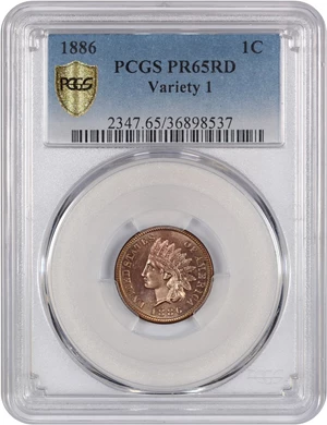 image for: 1886 1c PCGS Proof 65 RD (Variety 1)