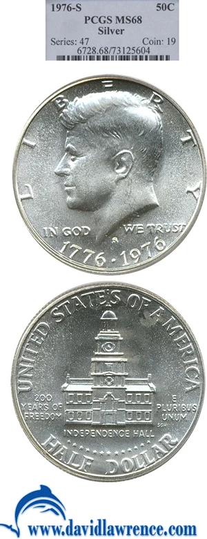 image for: 1976-S 50c Silver PCGS MS68