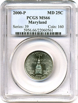 image for: 2000-P 25c Maryland PCGS MS66