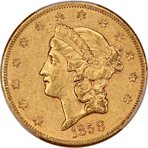 image for: 1858-S $20 PCGS XF45