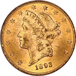 image for: 1893 $20 PCGS MS63
