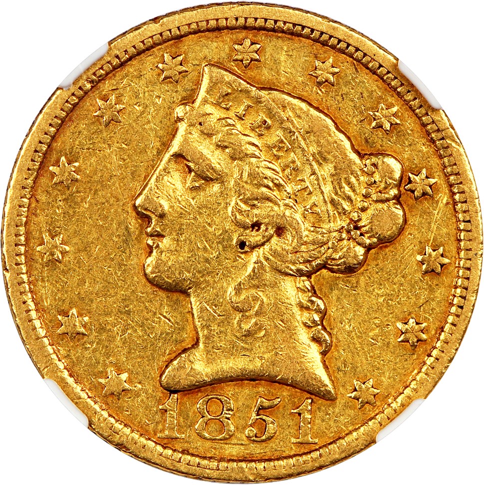 image for: 1851-C $5 NGC XF45