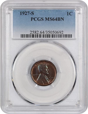 image for: 1927-S 1c PCGS MS64 BN