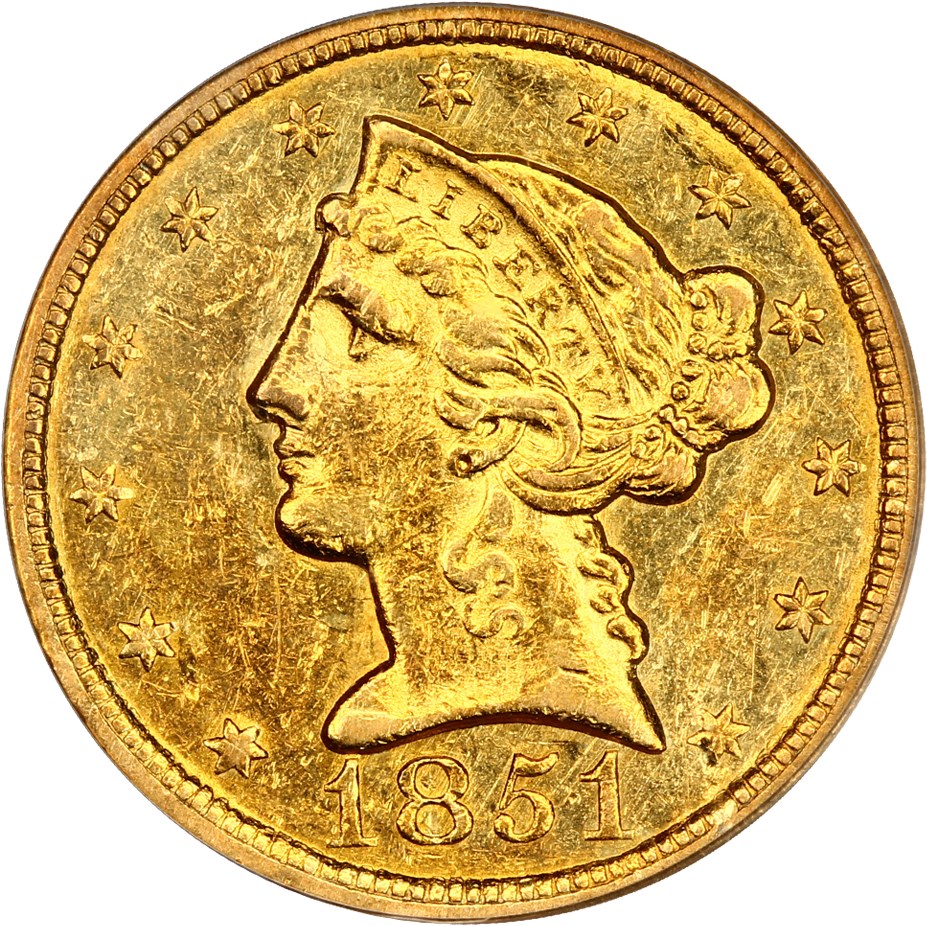 image for: 1851-C $5 PCGS AU58