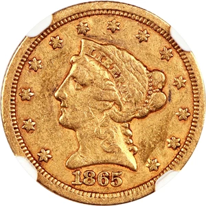 image for: 1865-S 2 1/2 NGC VF25