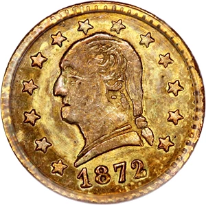 image for: 1872 Cal. Gold 25c PCGS MS60 (BG-818 W H)