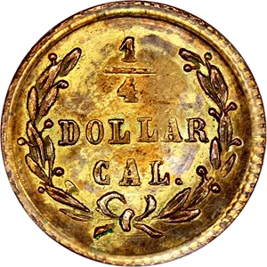 image for: 1872 Cal. Gold 25c PCGS MS60 (BG-818 W H)