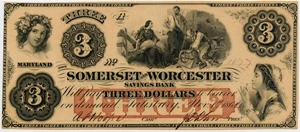 image for: FR. MDS716b 1864 $3 Salisbury, Maryland PMG Choice Unc 63
