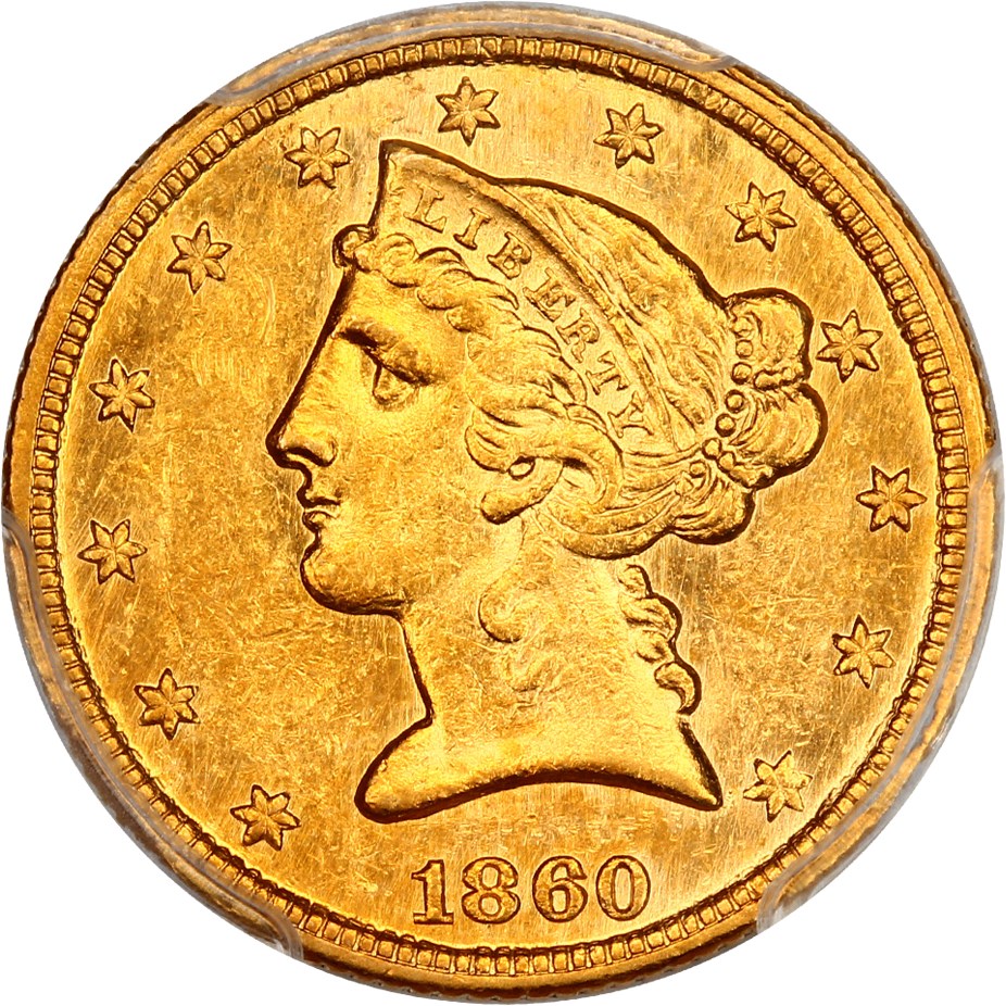 image for: 1860-C $5 PCGS AU58