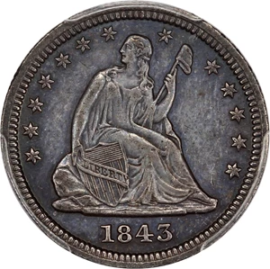 image for: 1843 25c PCGS AU50