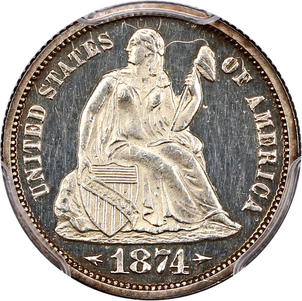 image for: 1874 10c PCGS Proof 63 CAM (Arrows)