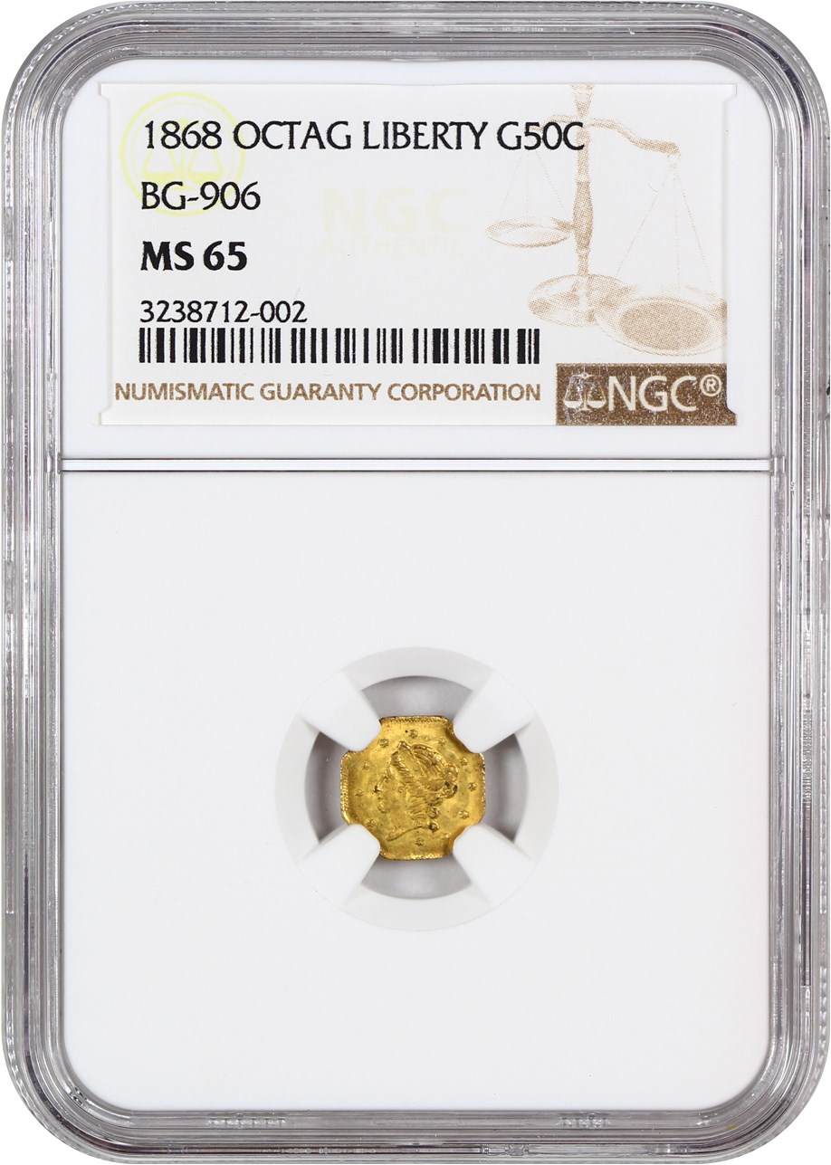 image for: 1868 Cal. Gold 50c NGC MS65 (BG-906)