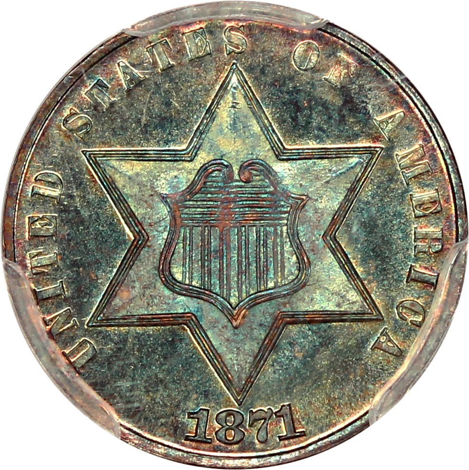 image for: 1871 3cS PCGS/CAC MS66+