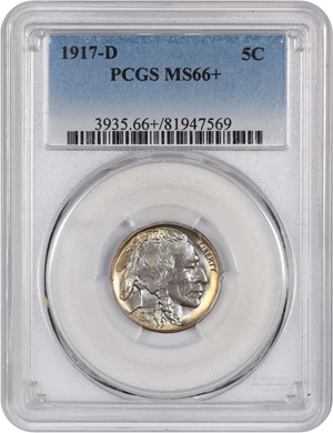 image for: 1917-D 5c PCGS MS66+