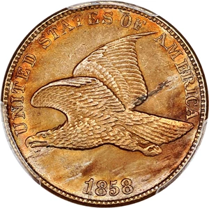 image for: 1858 Flying Eagle 1c PCGS UNC Details (Large Letters, Altered Surfaces)