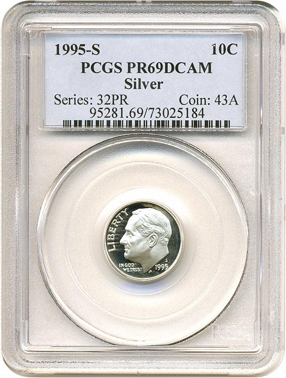 image for: 1995-S 10c Silver PCGS Proof 69 DCameo