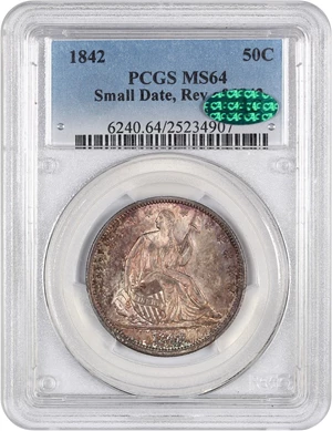image for: 1842 50c PCGS/CAC MS64 (Small Date, Reverse of 1842)