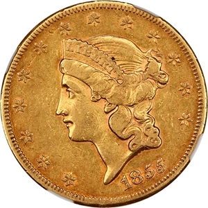 image for: 1855-S $20 NGC/CAC XF45