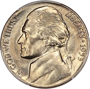 image for: 1953-D 5c PCGS MS65