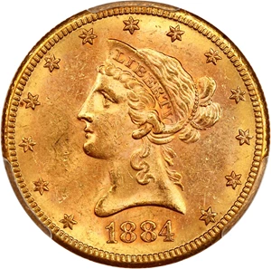 image for: 1884-S $10 PCGS/CAC MS62+