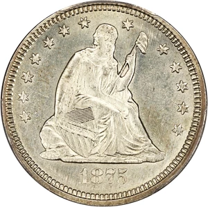 image for: 1875-S 25c PCGS MS64