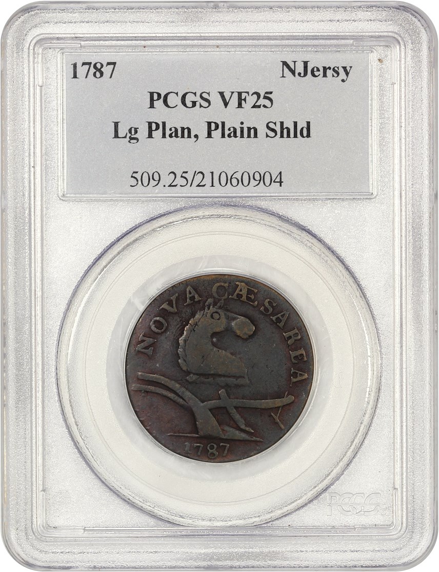 image for: 1787 New Jersey PCGS VF25 (Large Planchet, Plain Shield)