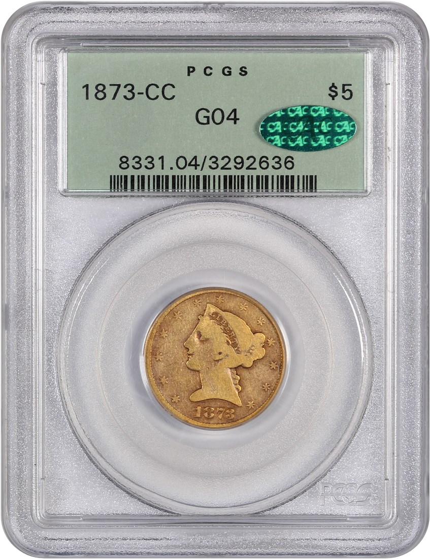 image for: 1873-CC $5 PCGS/CAC Good-04 (OGH)