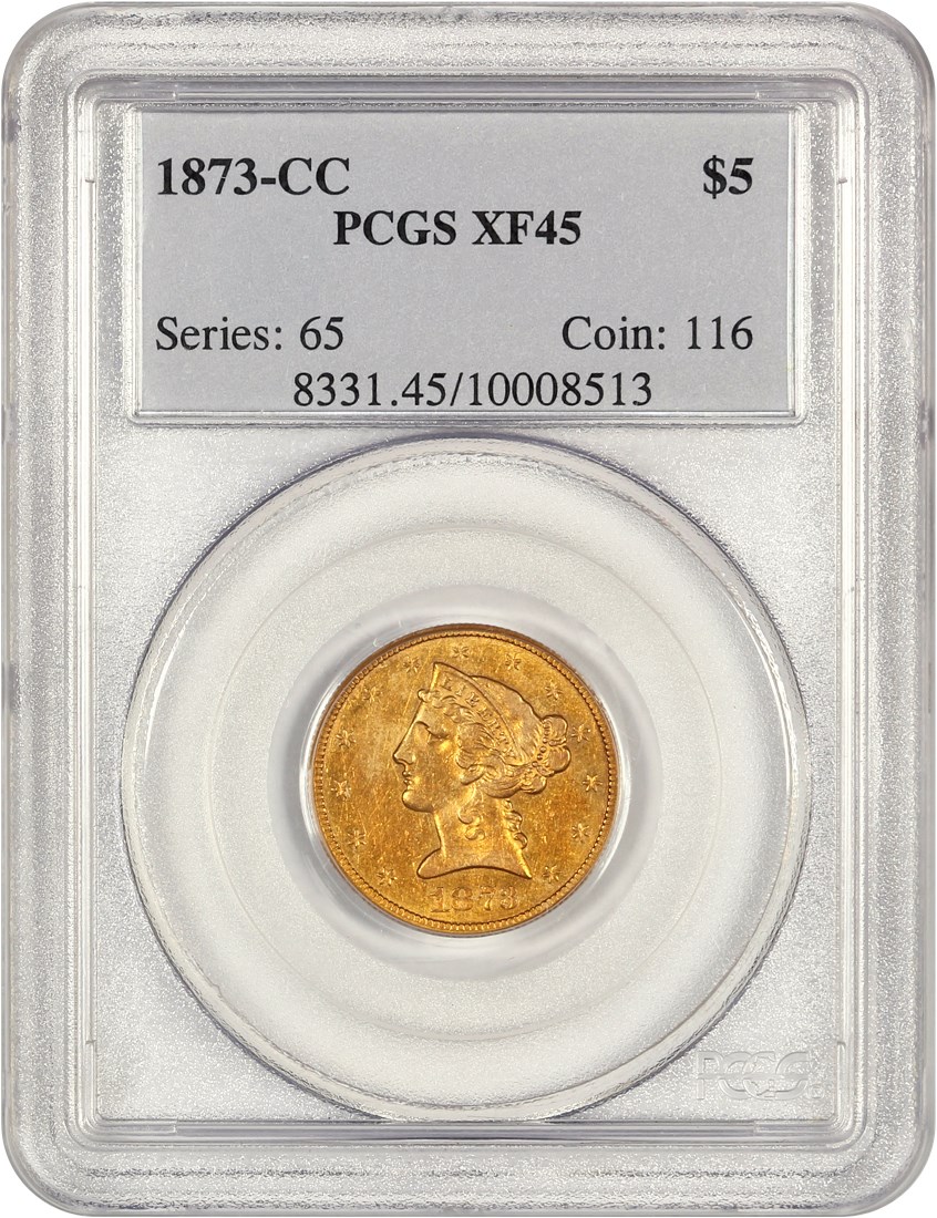 image for: 1873-CC $5 PCGS XF45
