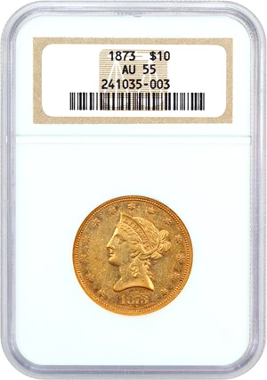image for: 1873 $10 NGC AU55