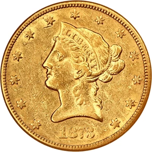 image for: 1873-CC $10 NGC AU50