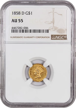 image for: 1858-D G$1 NGC AU55