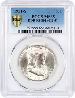image for: 1951-S 50c PCGS MS65 (Doubled Die Reverse, FS-801, 011.5)