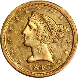 image for: 1843-C $5 PCGS MS61